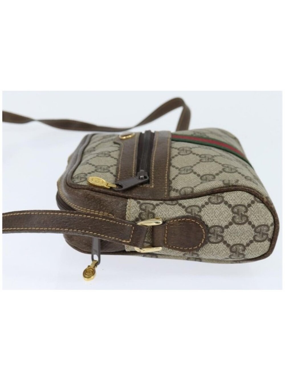 Authentic GUCCI GG Supreme Web Sherry Line Shoulder Bag PVC Beige Gold 010 378 - Picture 12 of 16